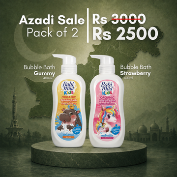 Babi Mild Kids Organic Bubble Bath Bundle (Gummy Bubble Bath 400ml + Strawberry Bubble Bath 400ml)
