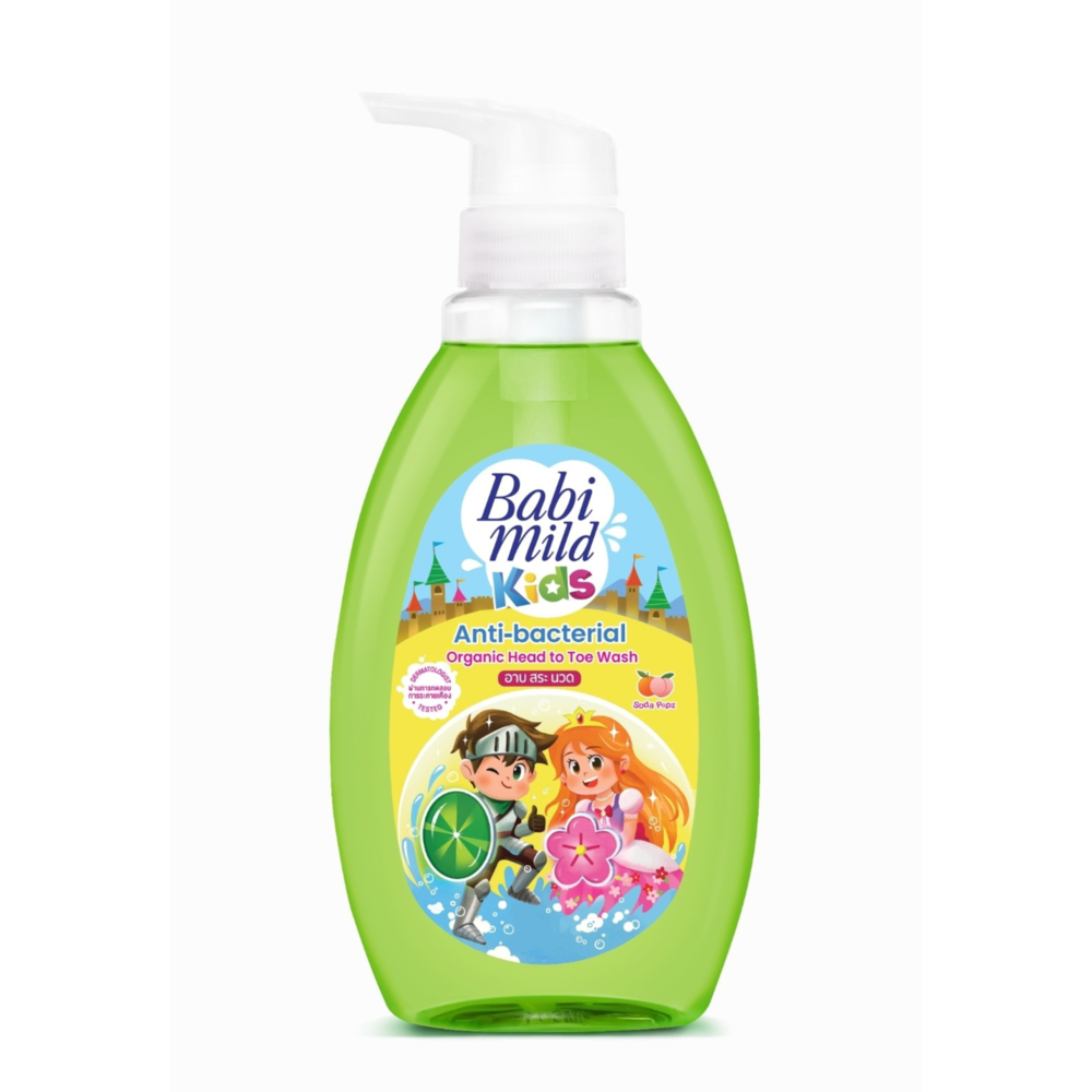 Baby Mild Kids Antibacterial Organic Head to Toe Wash Soda Popz 390 ml